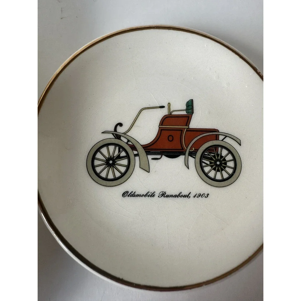 1950's Homer Laughlin Ford's First Car 1896 Automobile Ashtray & Small Plate